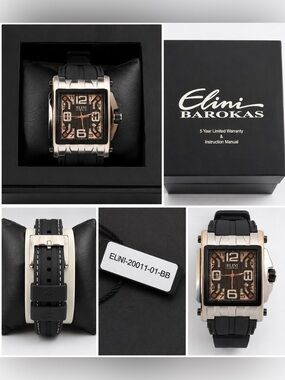 Elini Barokas ELNI-20011-01-BB Men’s Watch | New in Box | Silver Tone & Black